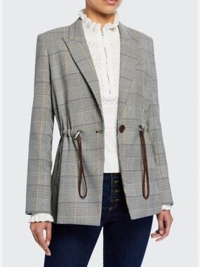 Veronica Beard Classic Joshua Dickey Black White Plaid Blazer Jacket Size 10